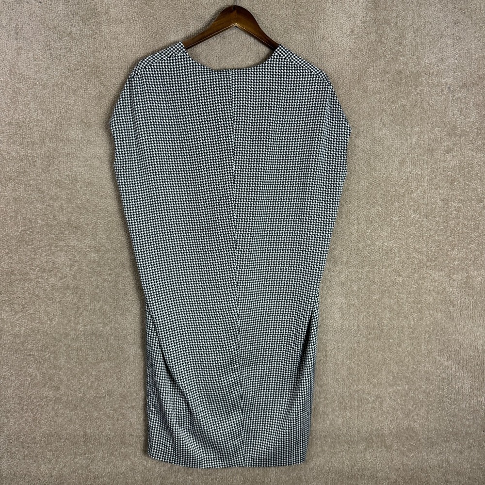 Club‎ Monaco Dress Womens 4 Black White Houndstooth Belted Work Career V Neck - Picture 11 of 12